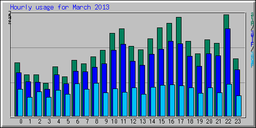 Hourly usage for March 2013